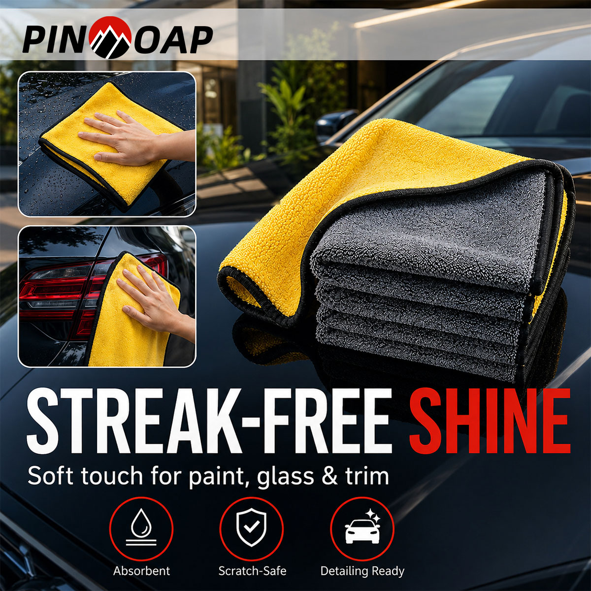 Microfiber Towel Detailing - PINMOAP 1/3/5/10PCS Microfiber Cleaning Cloth Multi