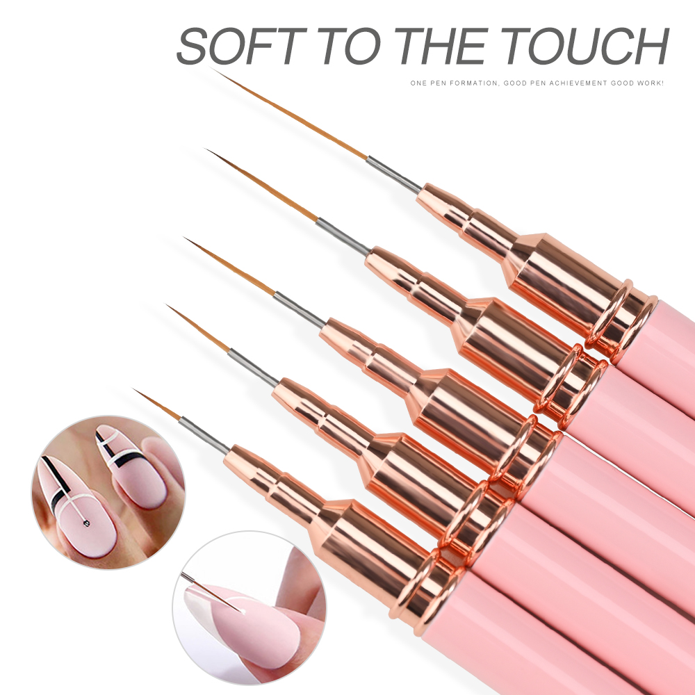 5Pcs Pink Metal Handle Nail Li - огляд і ціна Detailing Brush Set