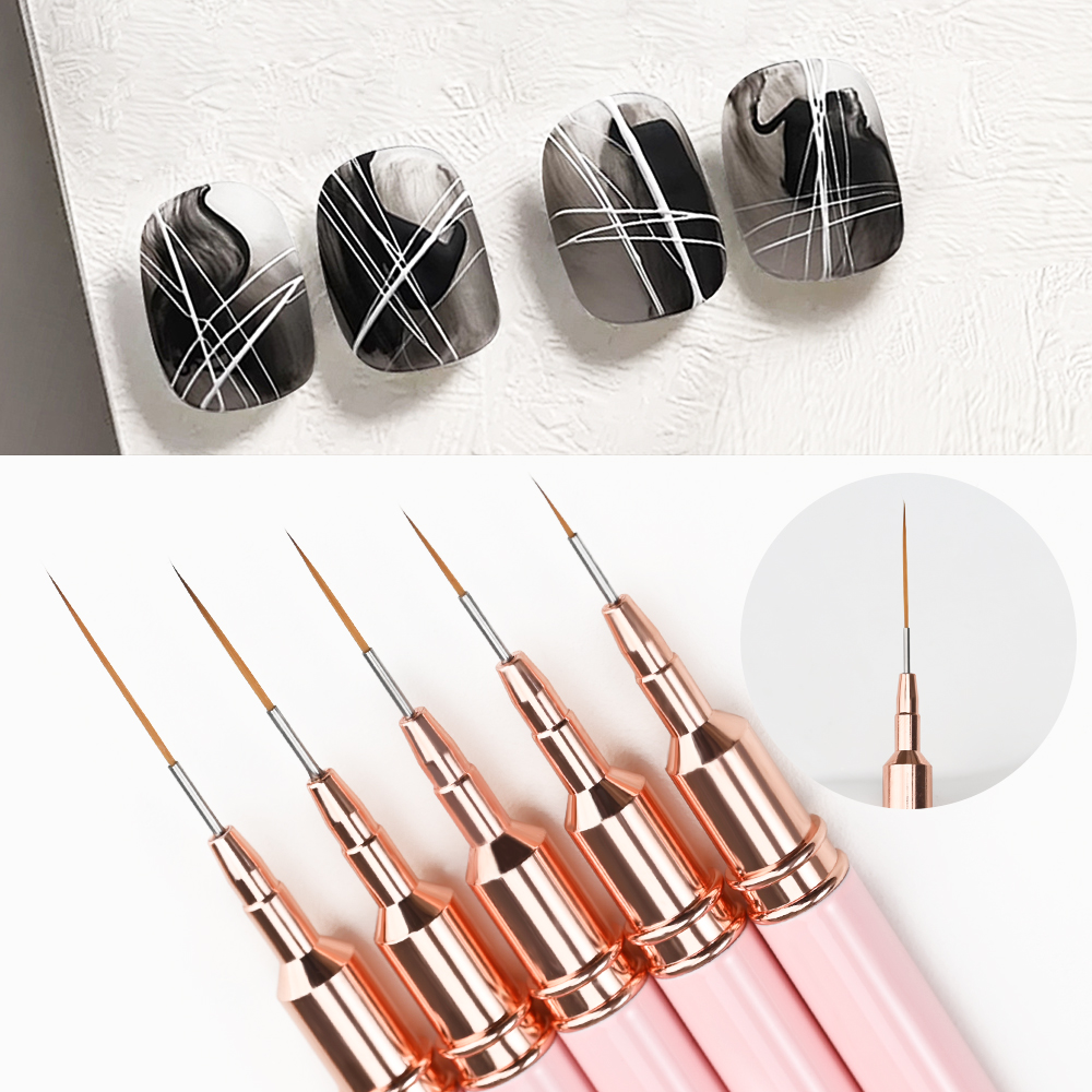 5Pcs Pink Metal Handle Nail Li - огляд і ціна Detailing Brush Set